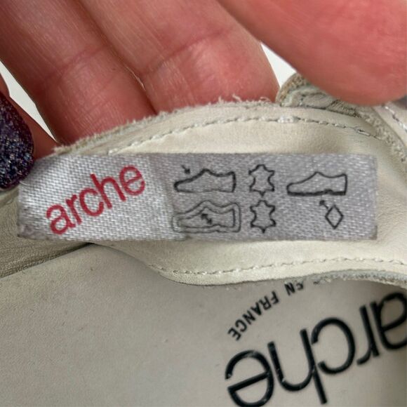 Arche Cream Leather Open Toe Wedge Sandals Cut Outs Made in France Shoes EU 40 9 - Picture 9 of 14